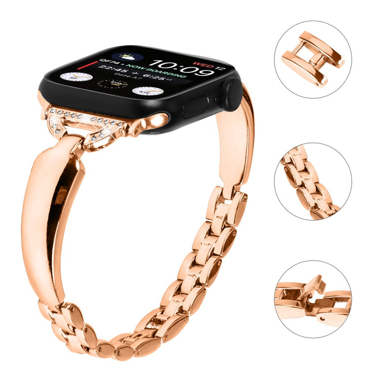 Elegant Metal Og Rhinsten Universal Rem passer til Apple Smartwatch - Pink#serie_3