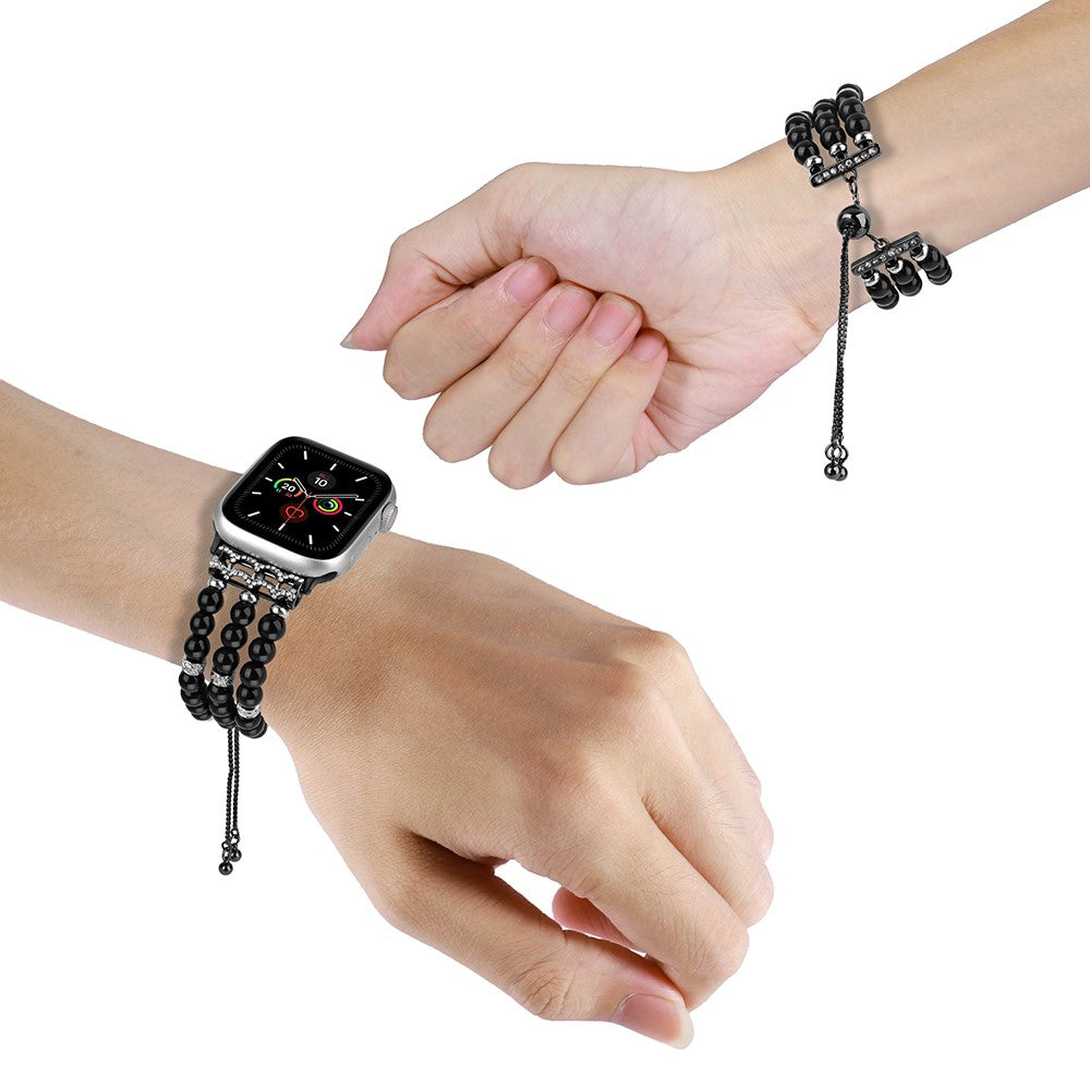 Apple Watch 49mm / 45mm / 44mm / 42mm Beaded Band Watch Strap - Black#serie_1
