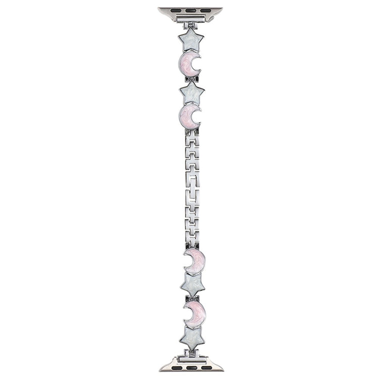 Apple Watch 49mm / 45mm / 44mm / 42mm Watch Band Zinc Alloy Strap - Silver+Pink Moon#serie_2