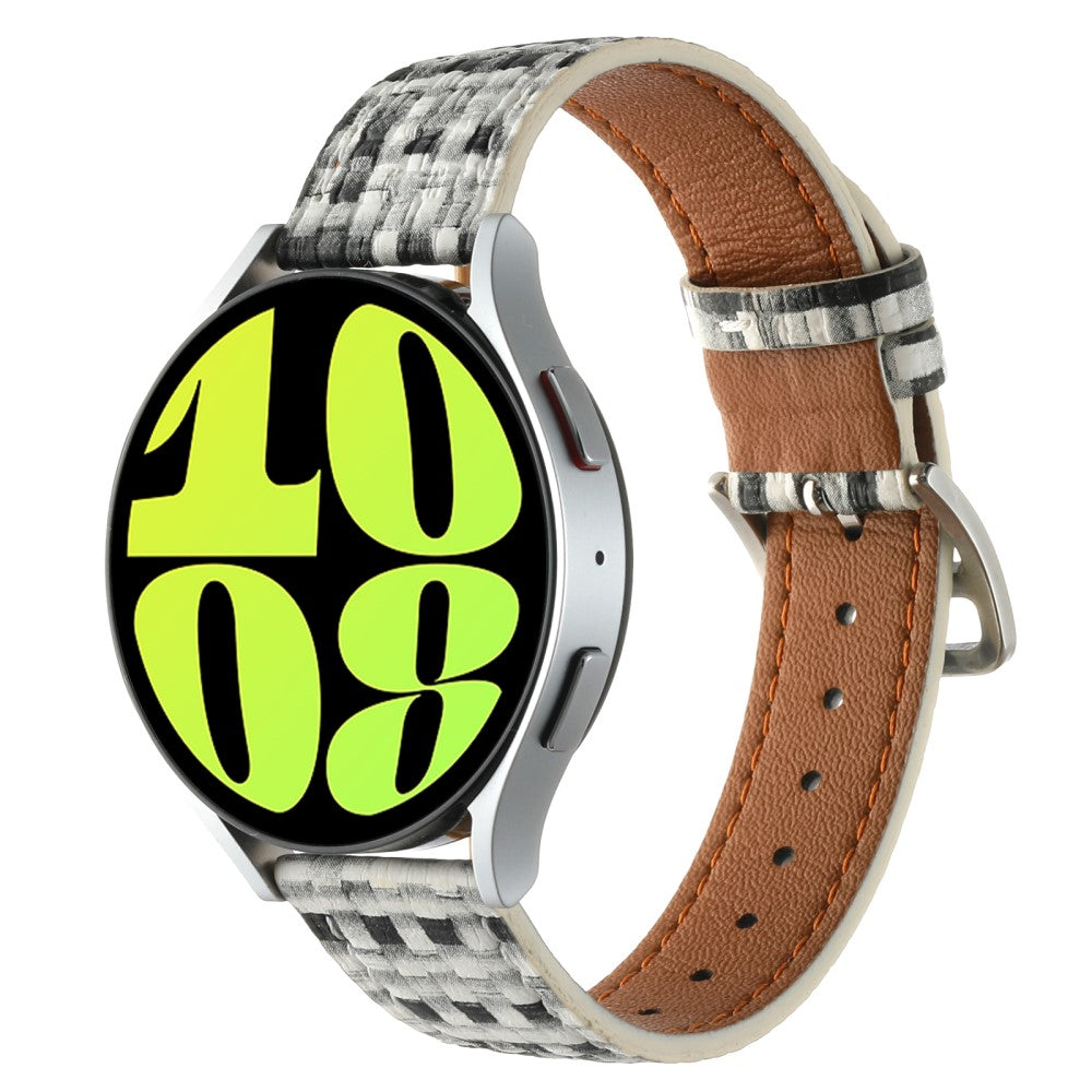 Garmin Active 5 / Samsung Galaxy Watch6 Classic 47mm 43mm Watch Band 20mm Braided Vegan Leather Wrist Strap - Black White#serie_7