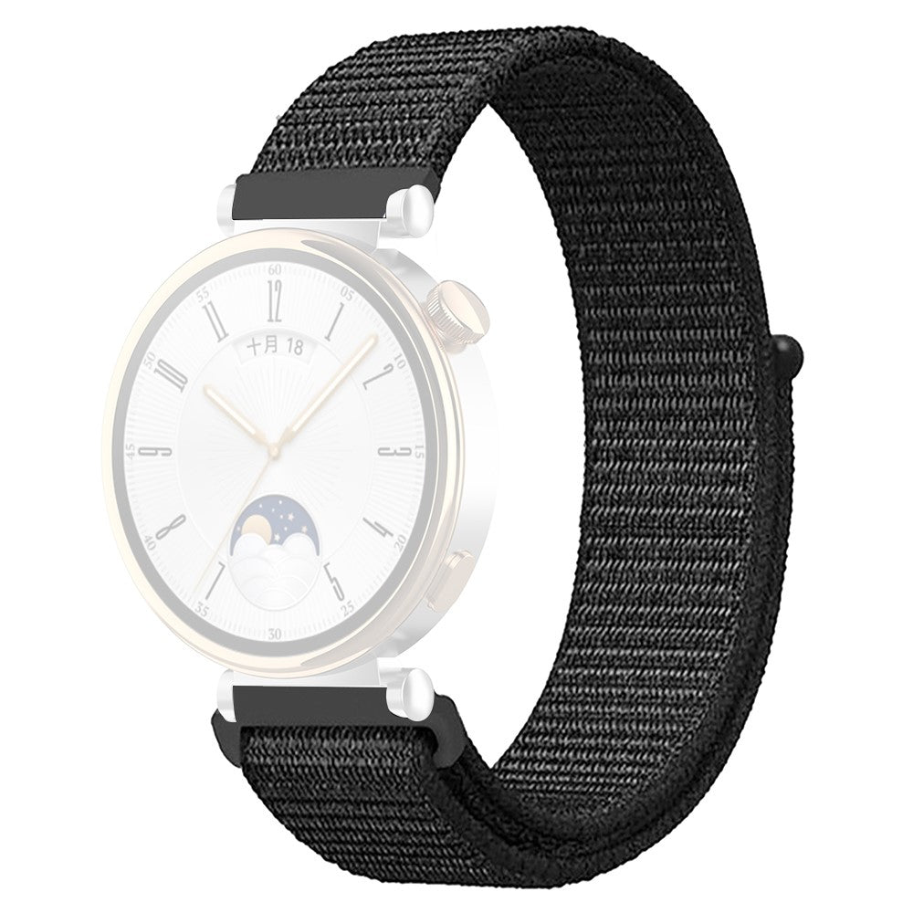 Huawei Watch GT 4 41mm / Garmin Venu 3S Watch Band 18mm Nylon Loop Adjustable Wrist Strap - Dark Black#serie_1