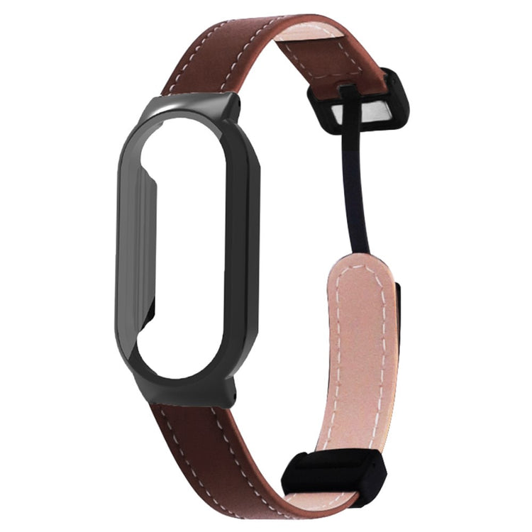 Rigtigt Fantastisk Kunstlæder Rem passer til Xiaomi Smart Band 8 - Brun#serie_2
