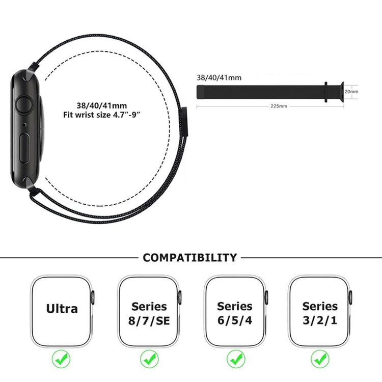 Stilren Metal Universal Rem passer til Apple Smartwatch - Sølv#serie_13