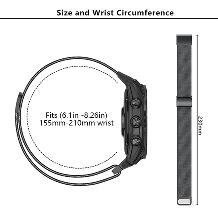 Helt Vildt Slidstærk Metal Universal Rem passer til Garmin Smartwatch - Sort#serie_1