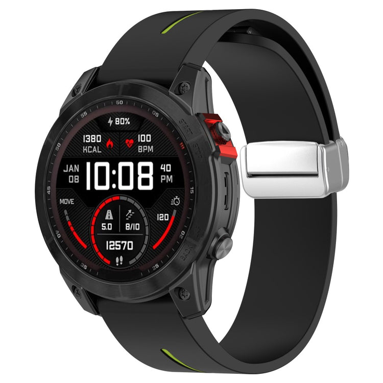 Mega Hårdfør Silikone Universal Rem passer til Garmin Smartwatch - Sort#serie_4