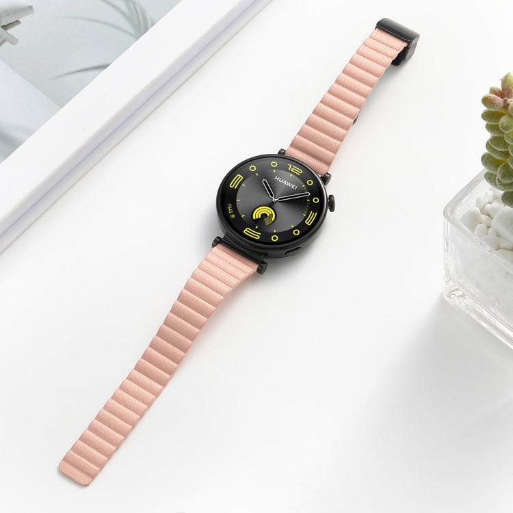 Super Elegant Ægte Læder Universal Rem passer til Smartwatch - Pink#serie_11