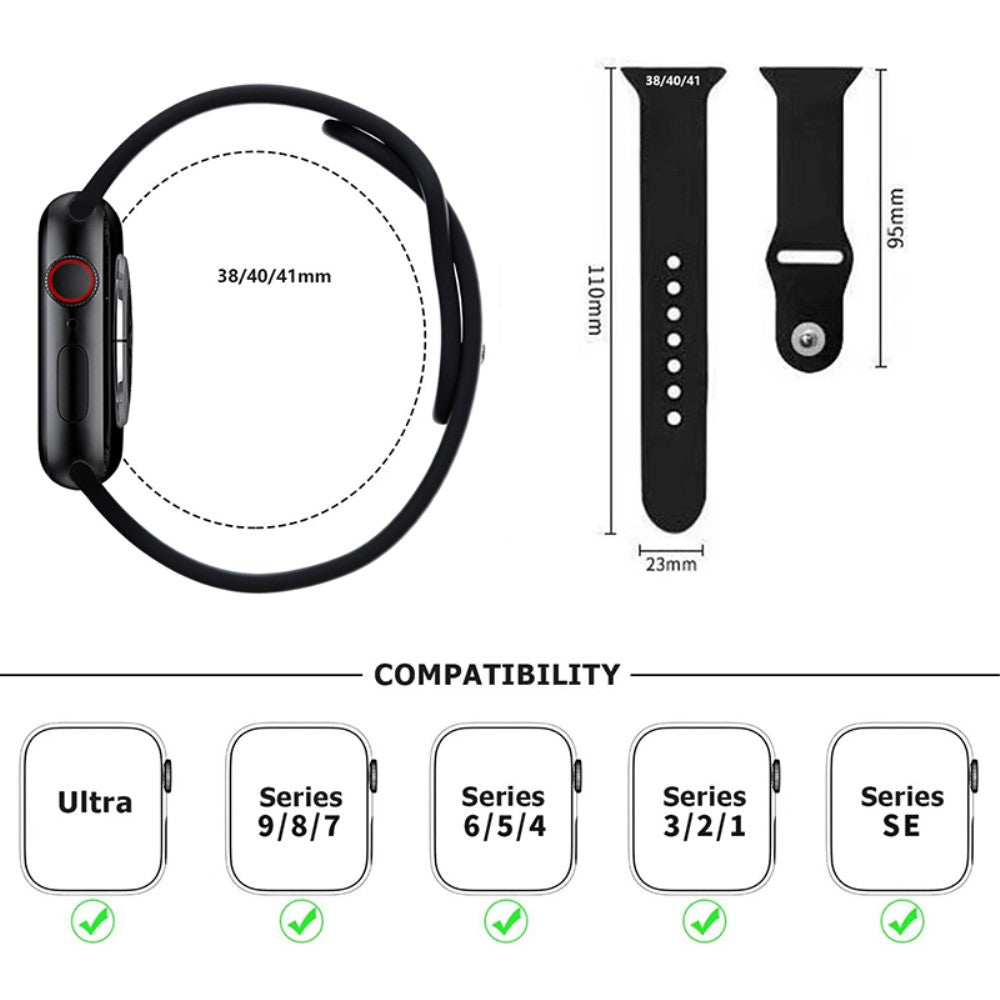 Skøn Silikone Universal Rem passer til Apple Smartwatch - Sølv#serie_7