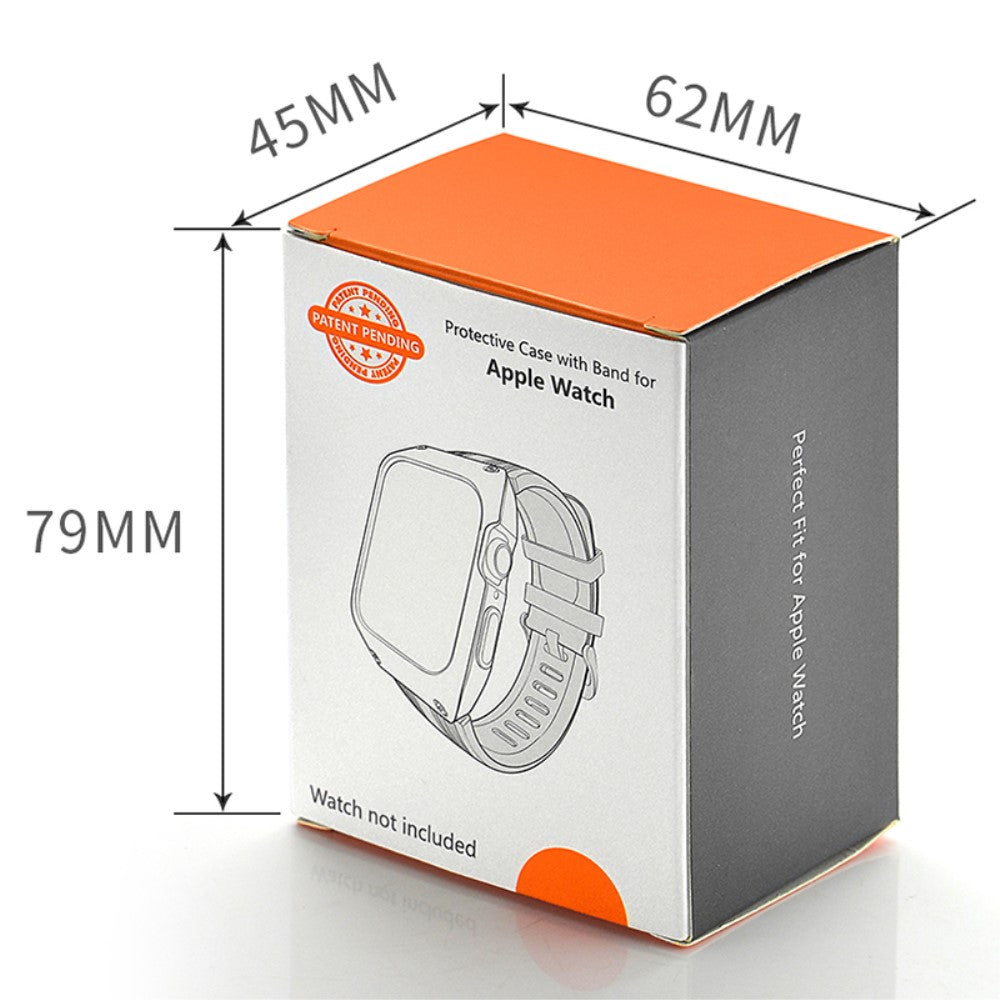 Apple Watch Series 49mm - 45mm - 44mm - 42mm Universal Integrated Watch Band with Flexible Watch Case and Screen Protector - Black#serie_2