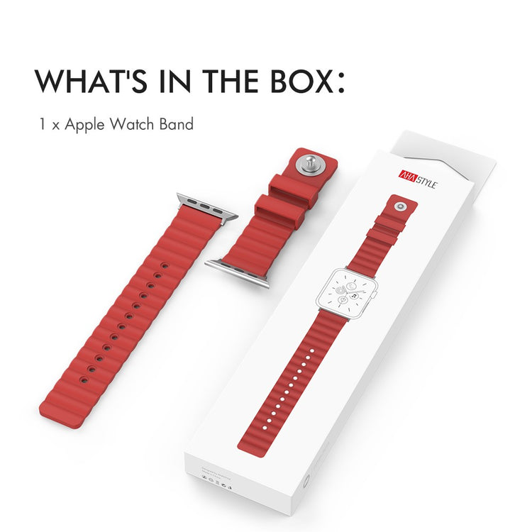 Rigtigt Slidstærk Silikone Universal Rem passer til Apple Smartwatch - Rød#serie_2