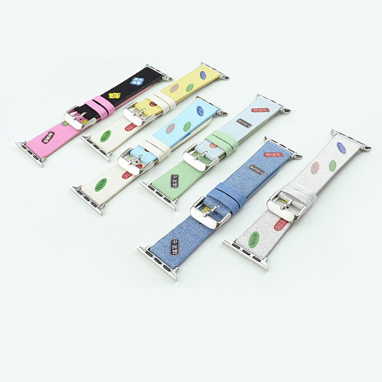 Apple Watch Series 9 45mm / Ultra 2 cute words nylon strap - Blue / White#serie_5