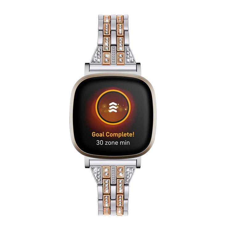 Metal Og Rhinsten Universal Rem passer til Fitbit Sense 2 / Fitbit Versa 4 - Pink#serie_3