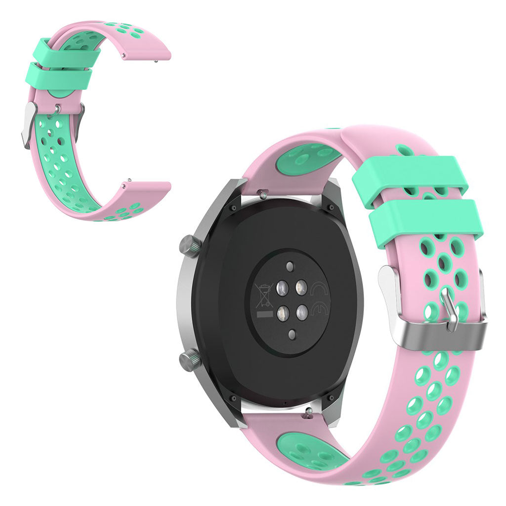 22mm Universal dual color silicone watch band - Pink / Cyan#serie_1