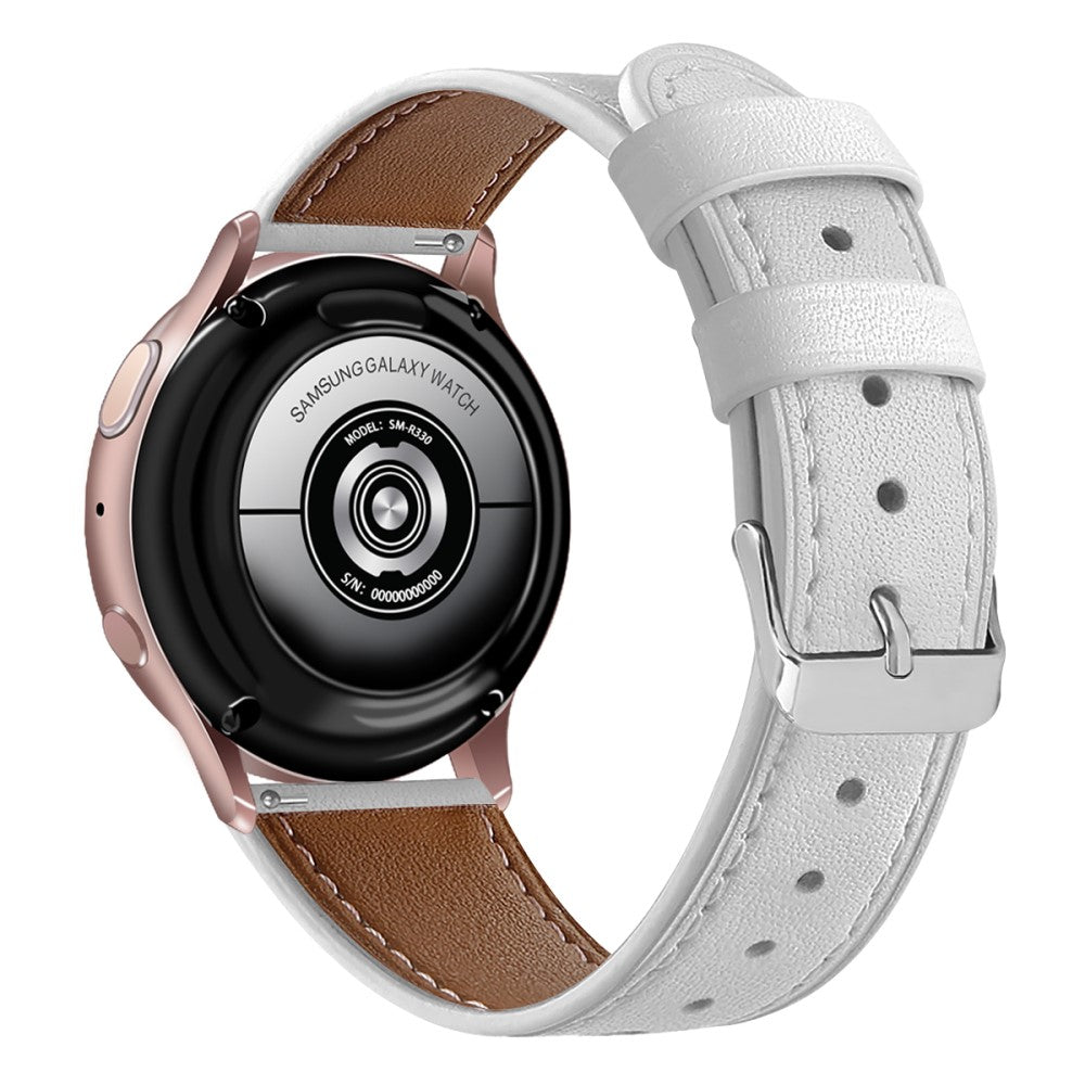 20mm Universal cowhide genuine leather watch strap - White#serie_1