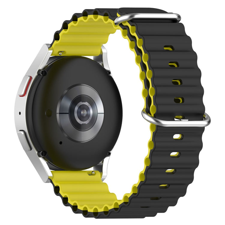 20mm Universal dual color silicone watch strap - Black / Yellow#serie_6