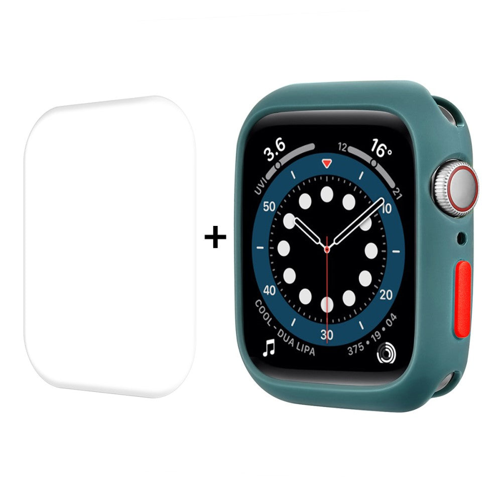 Vildt Fed Apple Watch Series 7 45mm Cover med Skærmbeskytter i Silikone - Grøn#serie_1