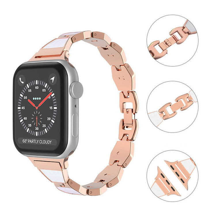 Rigtigt pænt Universal Apple Metal og  Rhinsten Urrem - Hvid#serie_1