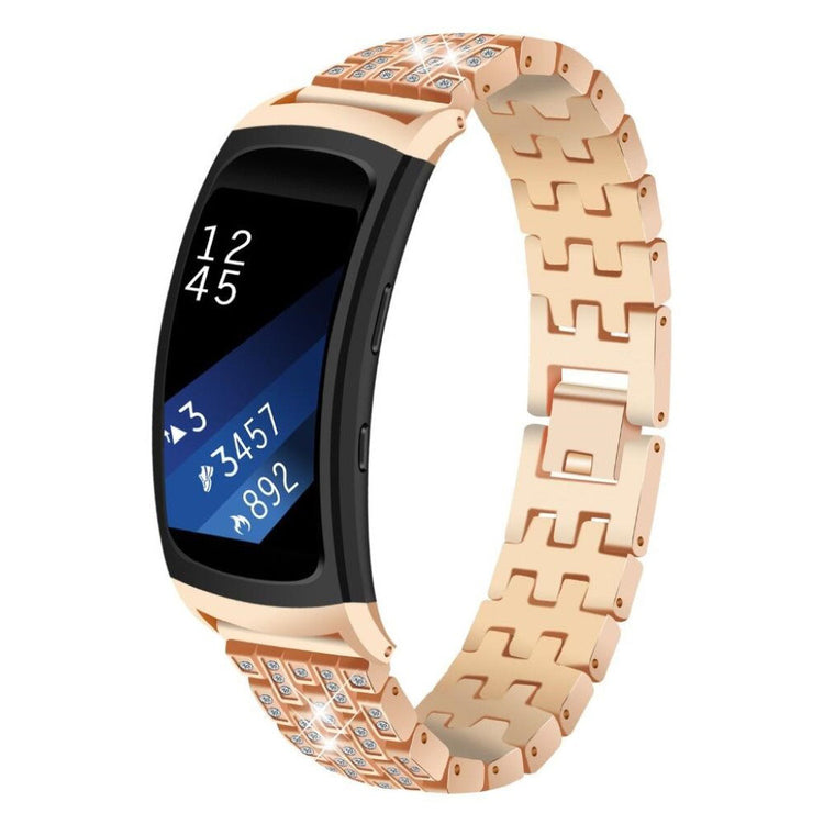 Helt vildt nydelig Samsung Gear Fit2 Metal og Rhinsten Rem - Guld#serie_1