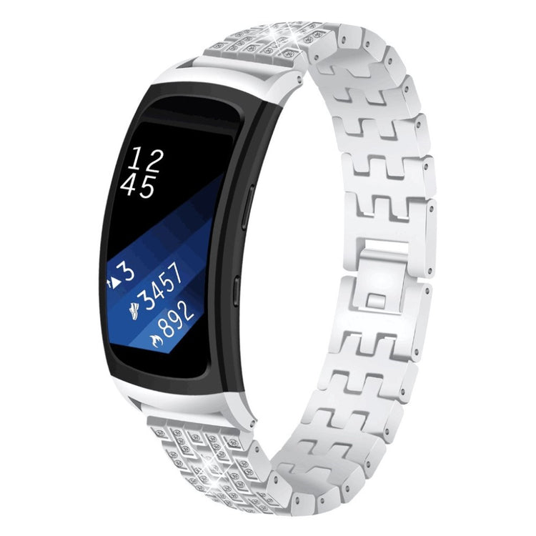 Helt vildt nydelig Samsung Gear Fit2 Metal og Rhinsten Rem - Sølv#serie_2