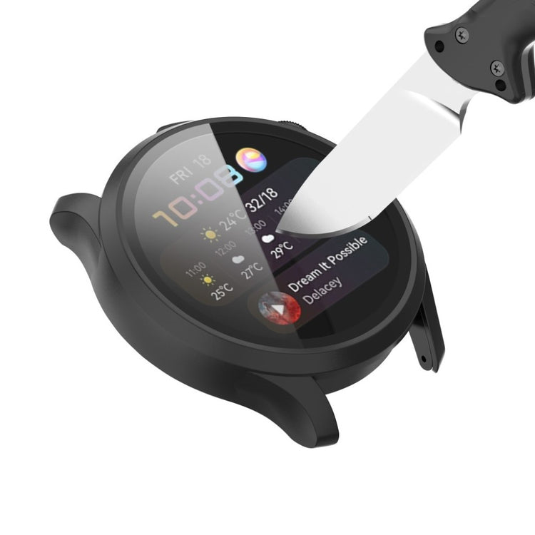 Godt Huawei Watch 3 Cover med Skærmbeskytter i Silikone og Hærdet Glas - Blå#serie_6