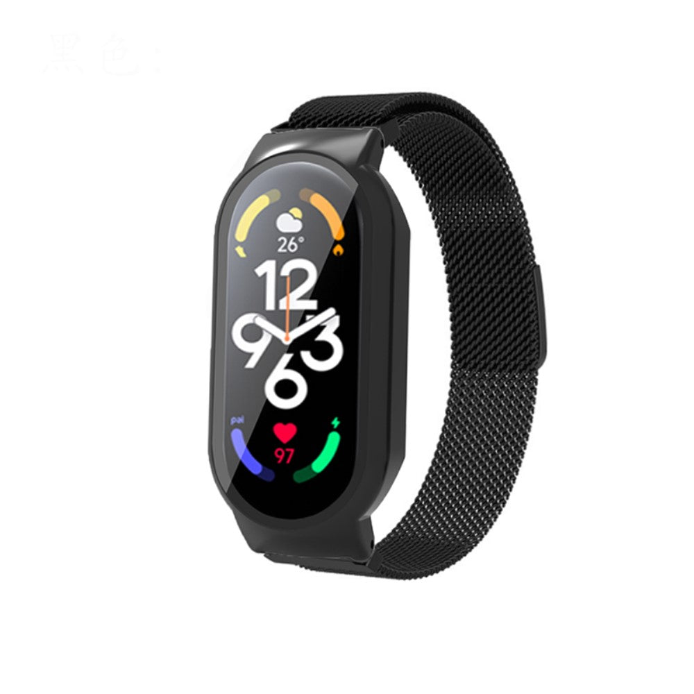 Meget skøn Xiaomi Mi Band 7 Metal og Glas Rem - Sort#serie_040