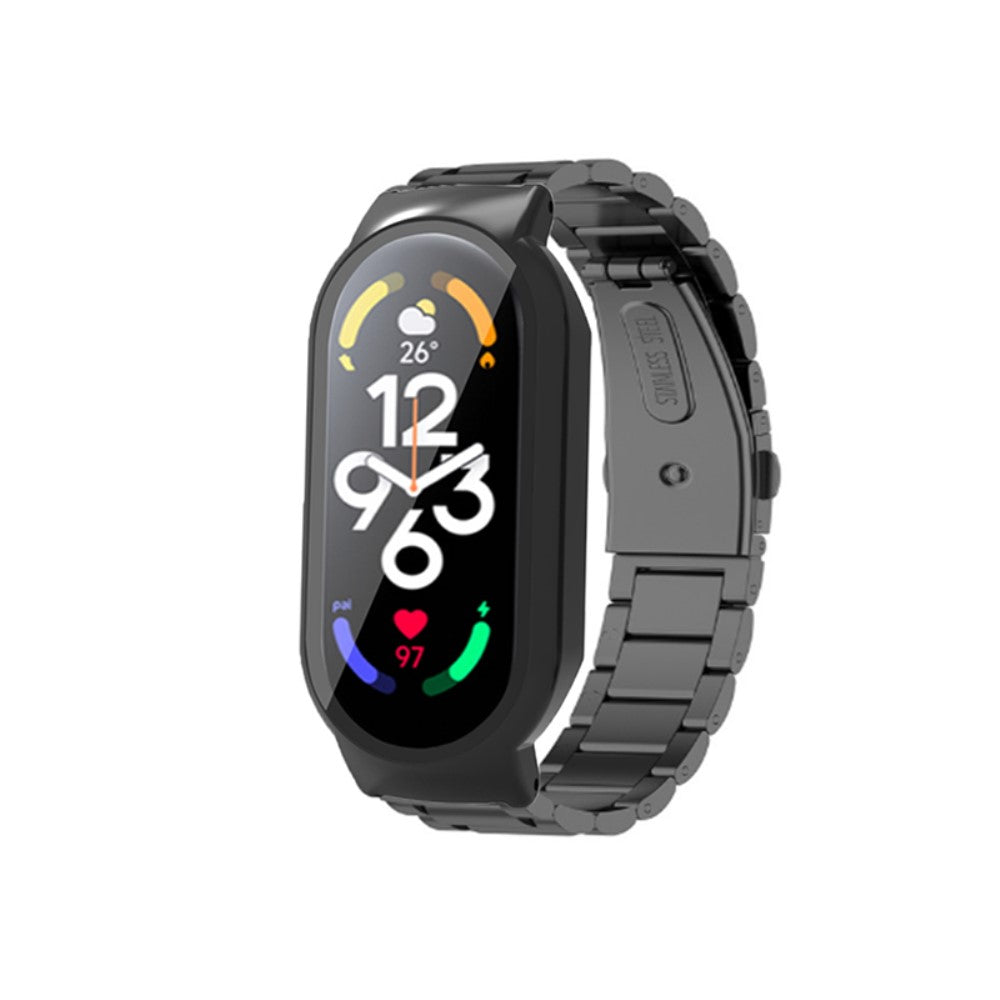 Helt vildt pænt Xiaomi Mi Band 7 Metal og Glas Rem - Sort#serie_043