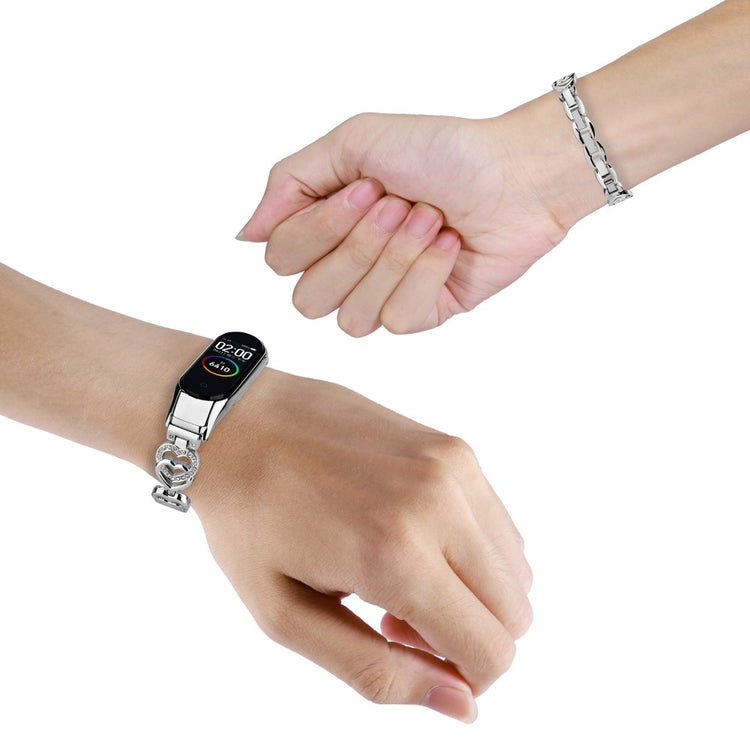 Xiaomi Mi Smart Band 4 / Xiaomi Mi Band 3 Metal og Rhinsten Rem - Sølv#serie_2