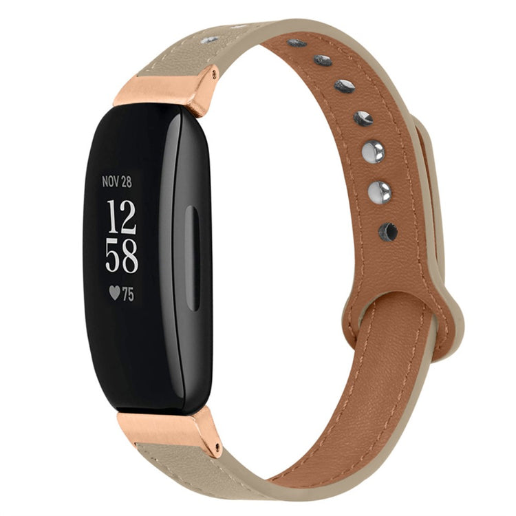 Super skøn Fitbit Inspire 2 / Fitbit Ace 2 Ægte læder Urrem - Beige#serie_3