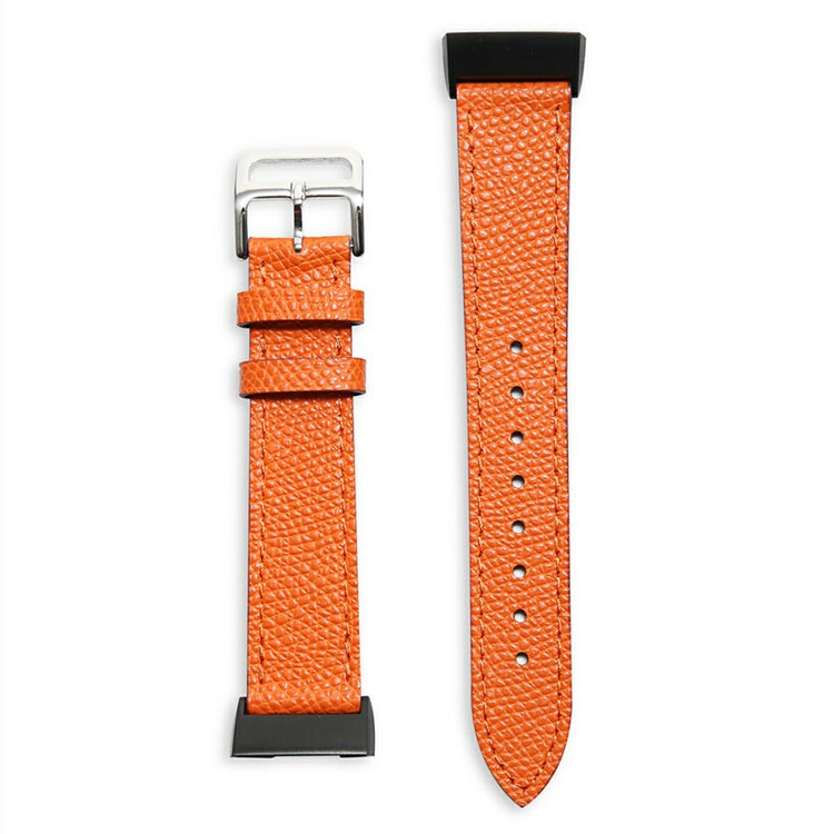 Meget komfortabel Fitbit Charge 5 Ægte læder Rem - Orange#serie_4
