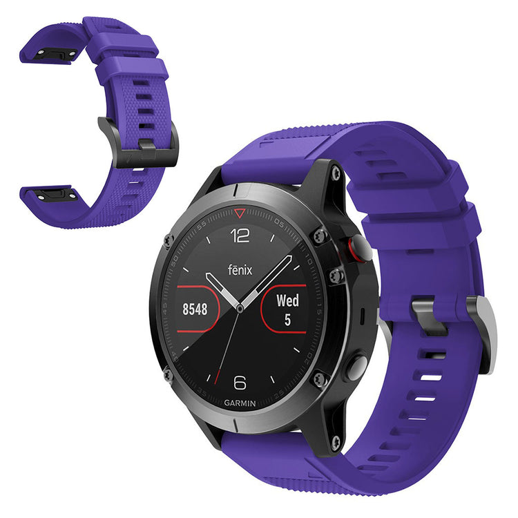 Super sejt Garmin Fenix 5 Silikone Rem - Lilla#serie_12