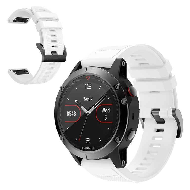 Super sejt Garmin Fenix 5 Silikone Rem - Hvid#serie_2