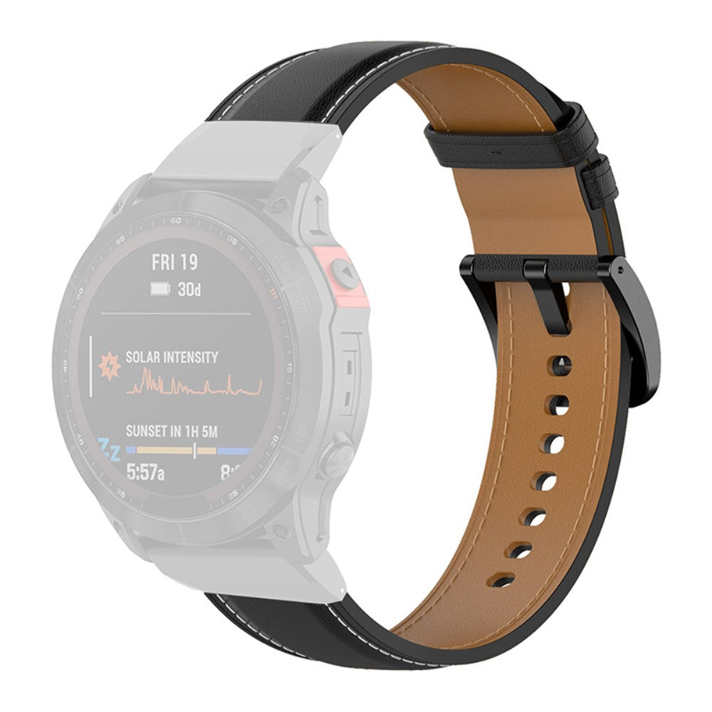 Rigtigt kønt Universal Garmin Ægte læder Rem - Sort#serie_1