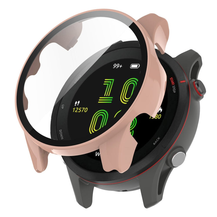 Fed Garmin Forerunner 255S Cover med Skærmbeskytter i Plastik og Hærdet Glas - Pink#serie_6