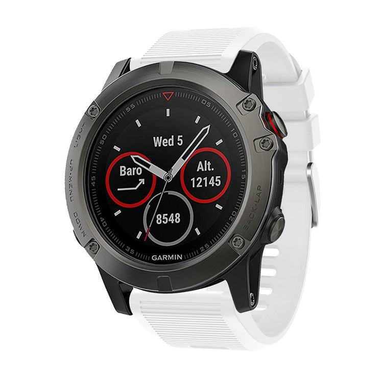Tidsløst Garmin Fenix 5X Plus Silikone Rem - Hvid#serie_1