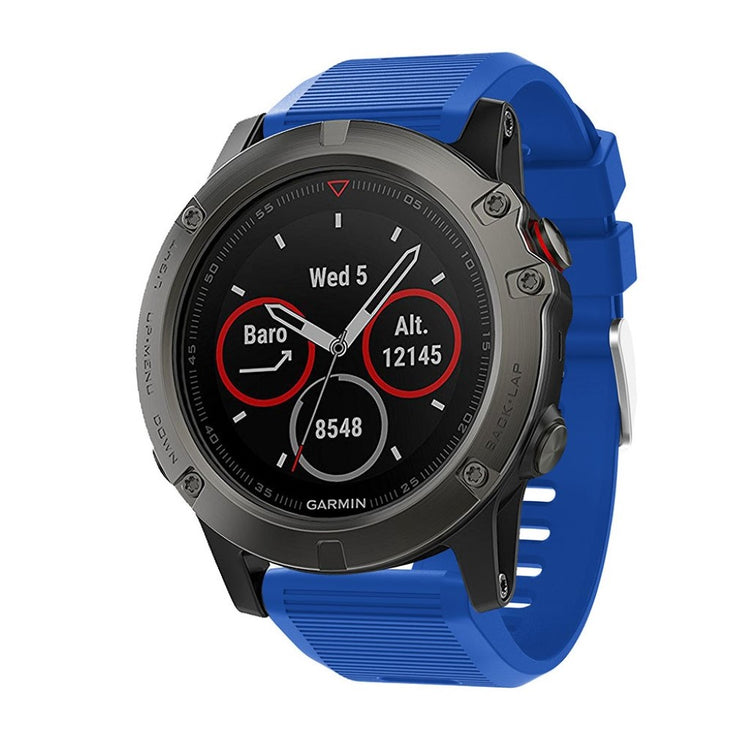 Tidsløst Garmin Fenix 5X Plus Silikone Rem - Blå#serie_10