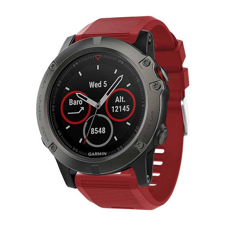 Tidsløst Garmin Fenix 5X Plus Silikone Rem - Rød#serie_11