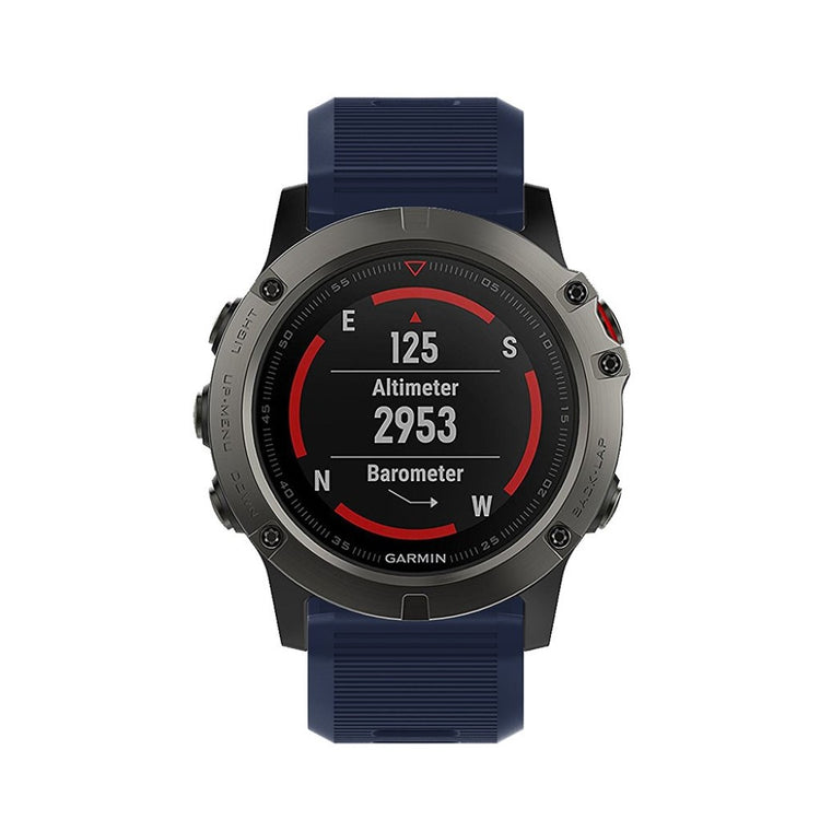 Tidsløst Garmin Fenix 5X Plus Silikone Rem - Blå#serie_12