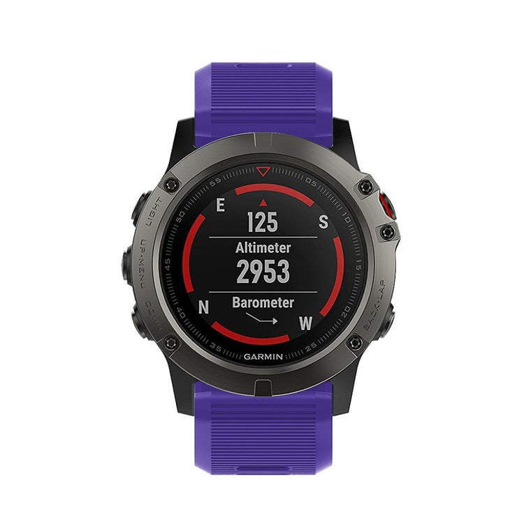 Tidsløst Garmin Fenix 5X Plus Silikone Rem - Lilla#serie_2