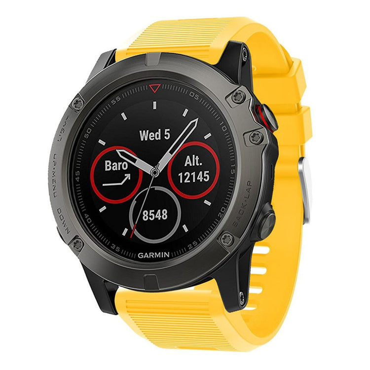 Tidsløst Garmin Fenix 5X Plus Silikone Rem - Gul#serie_6