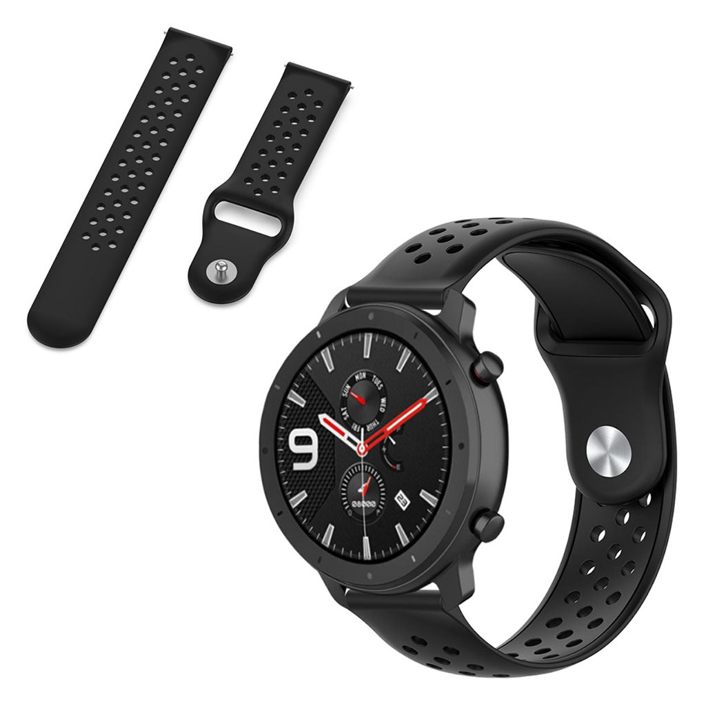 Mega flot Amazfit GTR 47mm / Amazfit Pace Silikone Rem - Sort#serie_1