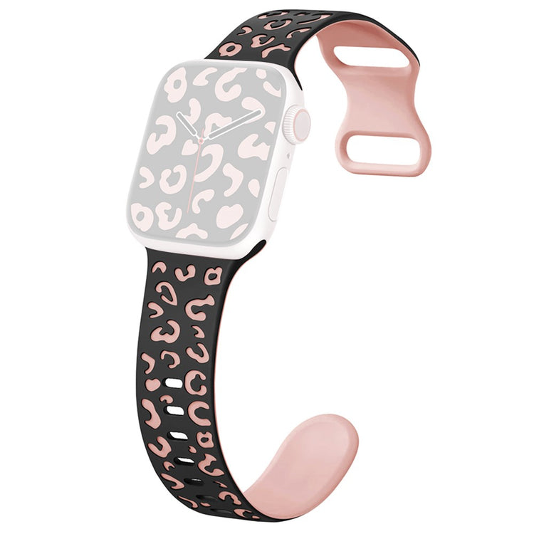 Apple Watch Series 49mm - 45mm - 44mm - 42mm Leopard Silicone Strap - Black+Pink#serie_2