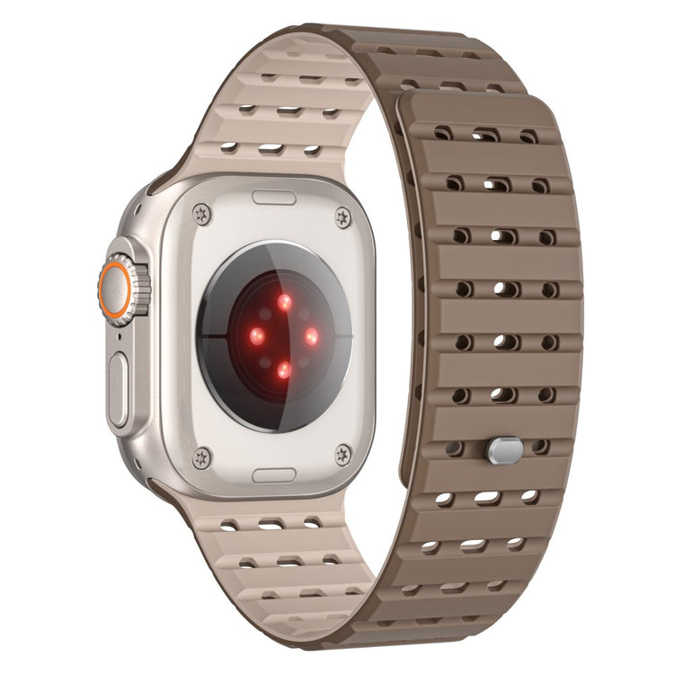 Apple Watch Series 49mm - 45mm - 44mm - 42mm Breathable Silicone Strap - Brown+Apricot#serie_1