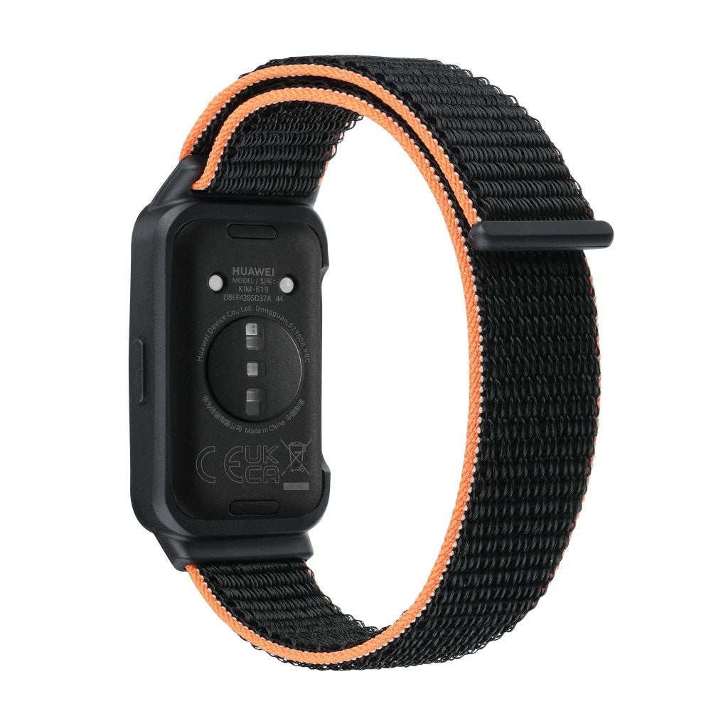 Huawei Band 8 / 9 Nylon Loop Watch Strap with Integrated Flexible Protective Case - Black+Orange#serie_8