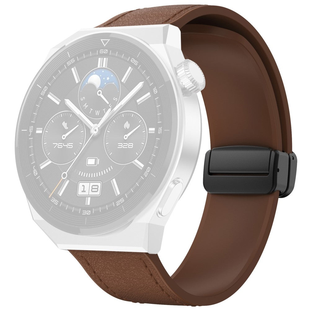 Huawei Watch 4 / 4 Pro / GT 4 46mm Watch Strap 22mm Magnetic Leather Coated Silicone Band - Dark Brown#serie_13