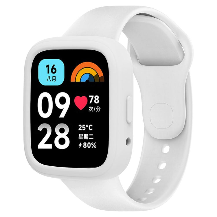 Xiaomi Redmi Watch 3 Active Silicone Strap Replacement Wrist Band with Watch Case - White#serie_4