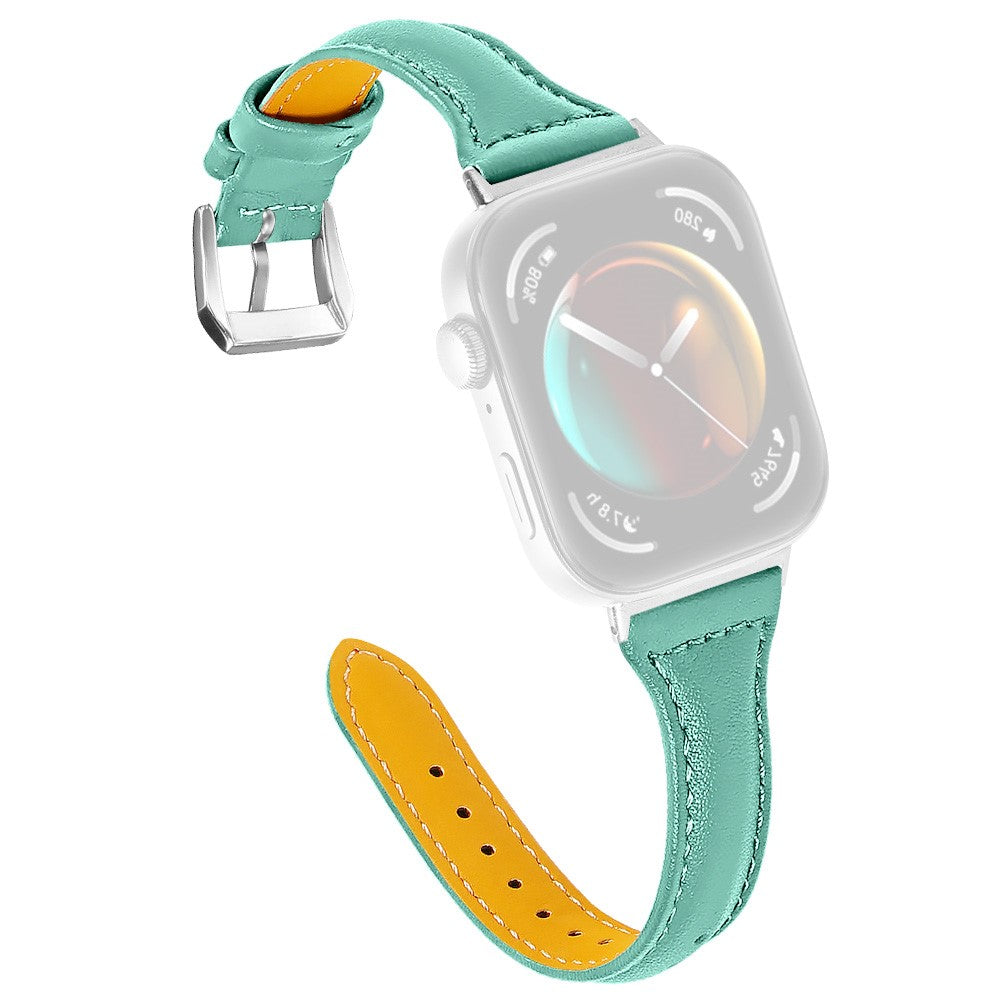 Huawei Watch Fit 3 Watch Strap Genuine Cow Leather Band Stitching Lines - Teal#serie_6