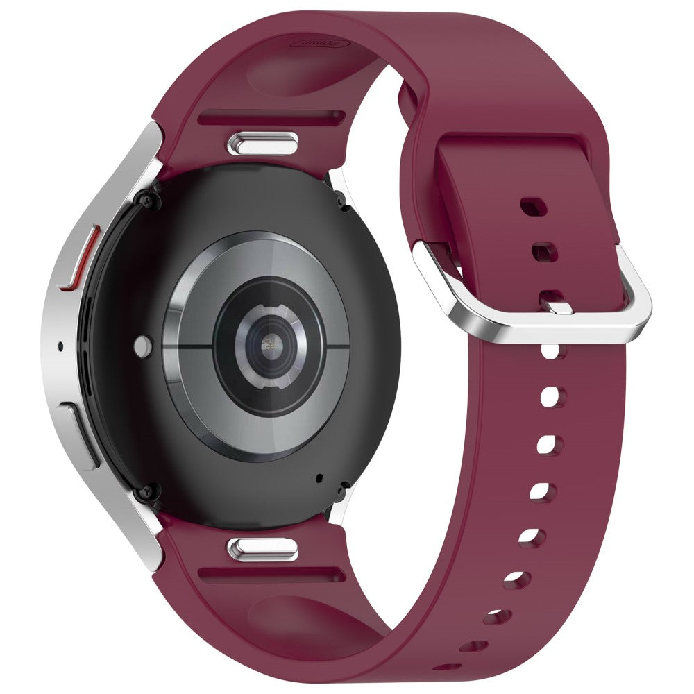 Samsung Galaxy Watch4 / 5 / 6 / 7 40mm / Watch 5 Pro 45mm / Watch FE 40mm Wrist Band Silver Buckle Silicone Watch Strap - Wine Red#serie_6