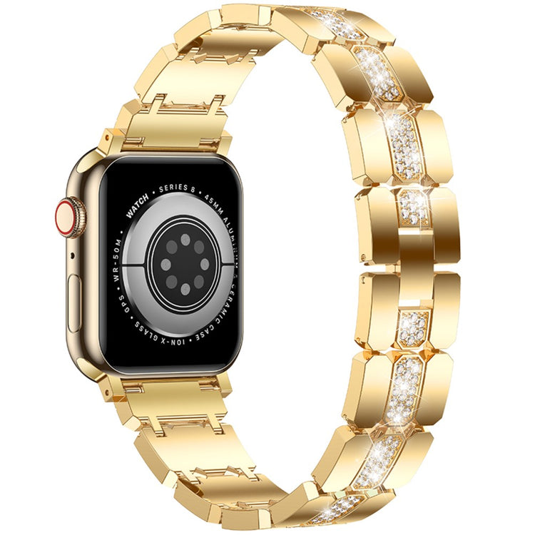 Zinc Alloy Band for Apple Watch Series 49mm - 45mm - 44mm - 42mm Rhinestones Decor Strap - Gold#serie_4