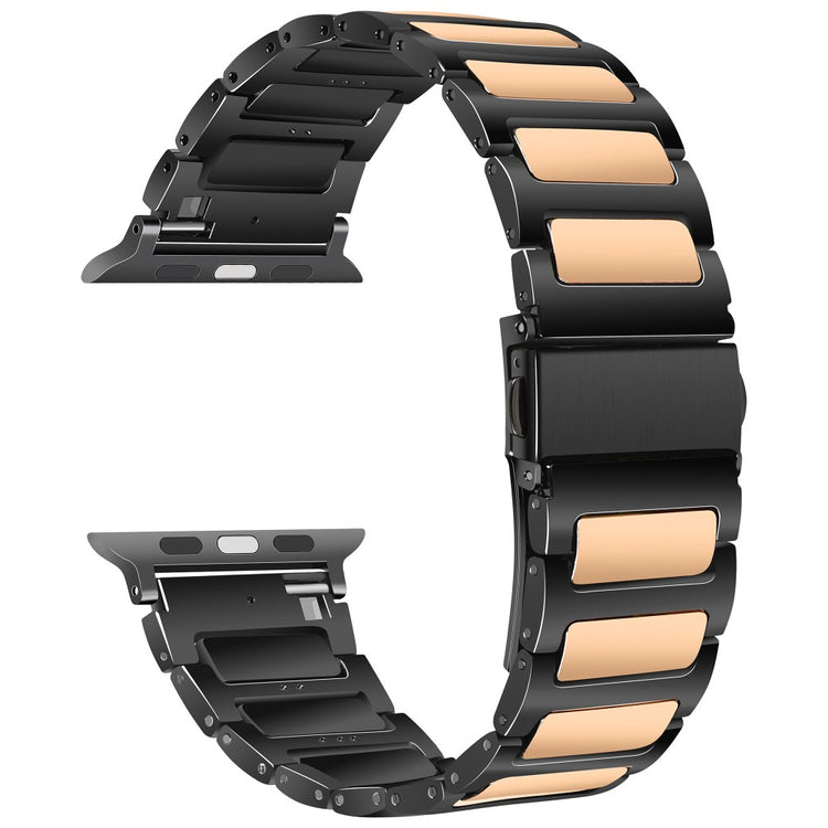 Apple Watch Series 49mm - 45mm - 44mm - 42mm Zinc Alloy Smartwatch Strap - Black+Rose Gold#serie_1