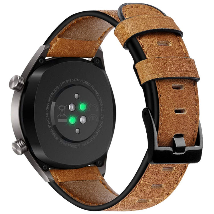 KALEBOL Huawei Watch 4 Pro / Watch 4 / Watch GT 4 46mm Crackle Genuine Cow Leather Wrist Strap 22mm - Brown#serie_3