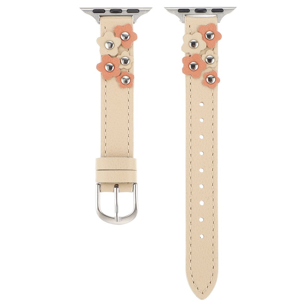 KALEBOL Apple Watch Series 41mm - 40mm - 38mm Genuine Cow Leather Watch Strap - Apricot#serie_1